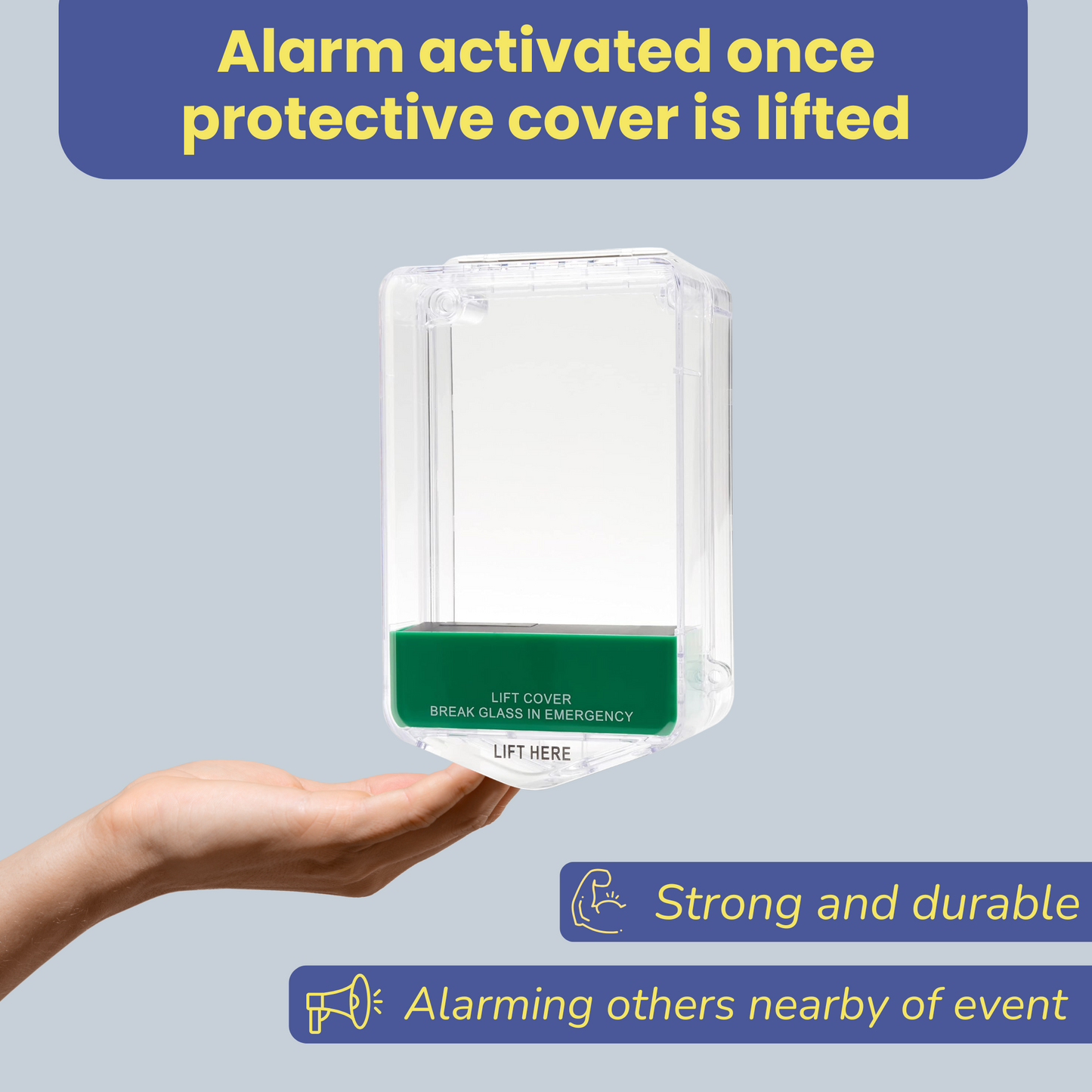 Call Point Cover Protector Stopper with Sounder Alarm | Surface or Flush Mount | Red & Green Colour Messages | Emergency Exit Release Cover with Lift Motion