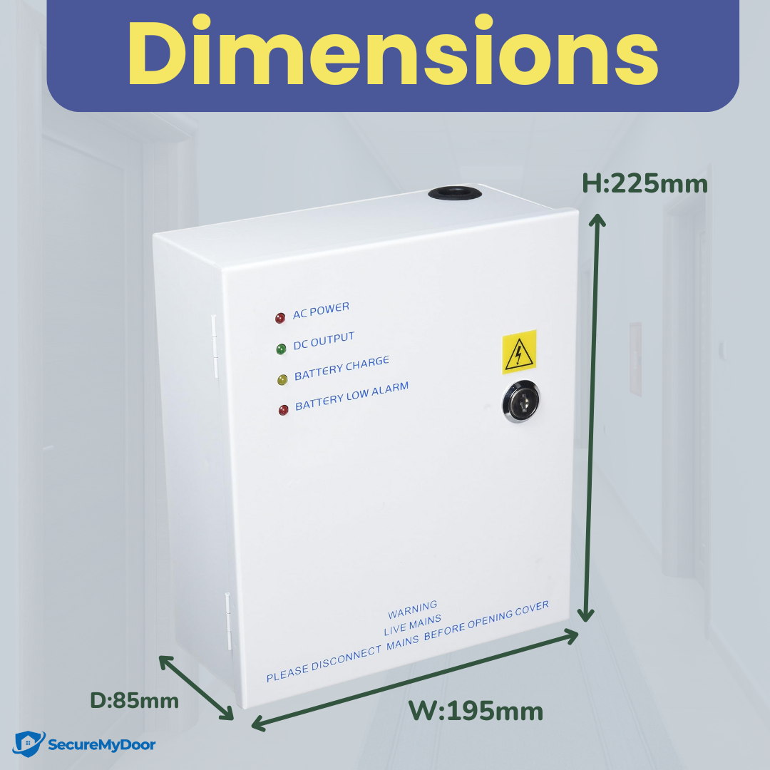 2amp Power Supply for Access Control | 220V AC to 12V DC | Lockable Metal Box - SecureMyDoor