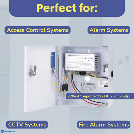 2amp Power Supply for Access Control | 220V AC to 12V DC | Lockable Metal Box - SecureMyDoor