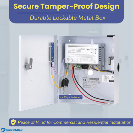 2amp Power Supply for Access Control | 220V AC to 12V DC | Lockable Metal Box - SecureMyDoor