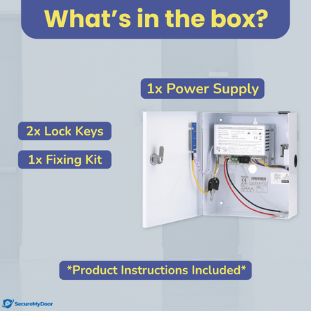 2amp Power Supply for Access Control | 220V AC to 12V DC | Lockable Metal Box - SecureMyDoor