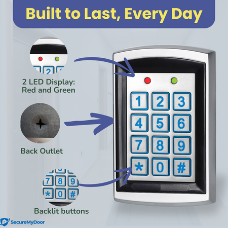 IP65 Standalone Proximity RFID Keypad | Allows Fobs & PIN Entry | Ideal for both Indoor & Outdoor Security & Access Control Systems - SecureMyDoor
