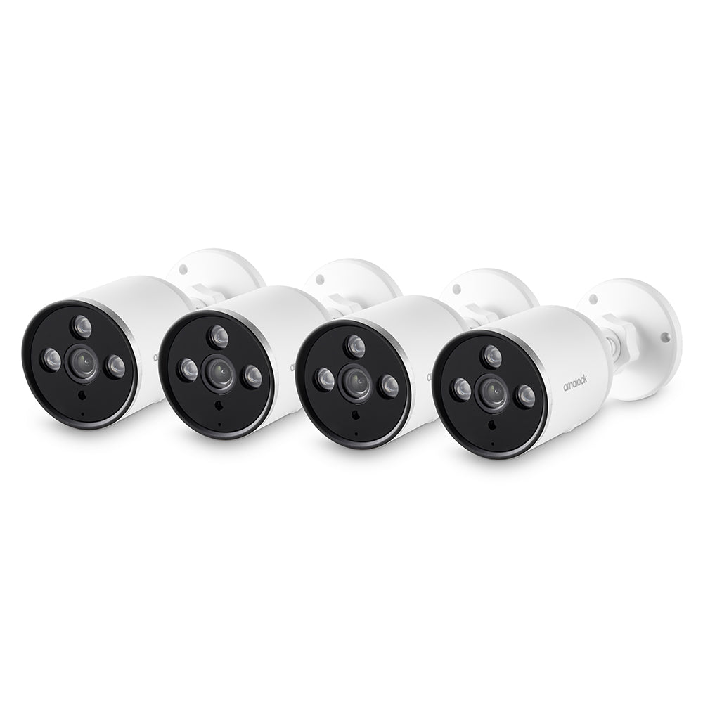 SecureMyDoor Amalock Smart Living CCTV403 4CH Wireless NVR Kit with cameras and networking equipment for home security.