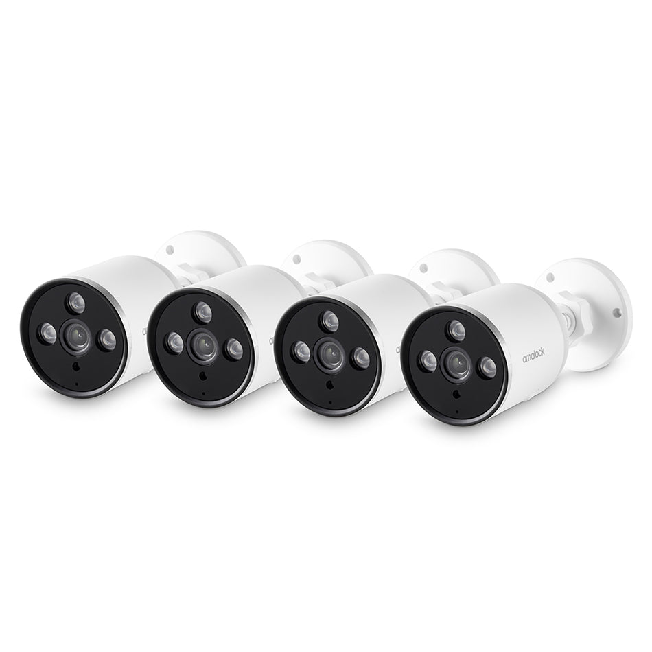 SecureMyDoor Amalock Smart Living CCTV403 4CH Wireless NVR Kit with cameras and networking equipment for home security.