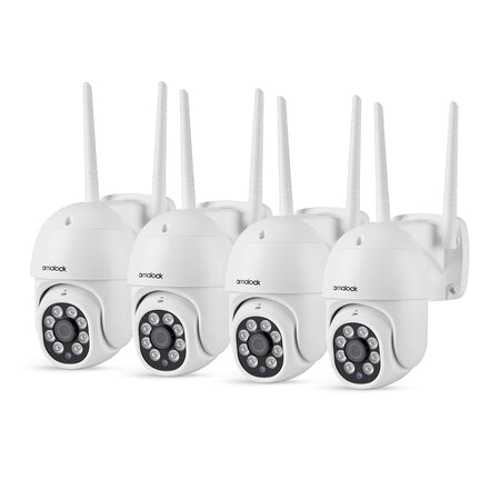 Wireless Pan/Tilt NVR kit by SecureMyDoor with cameras and remote control for home security from Amalock Smart Living.