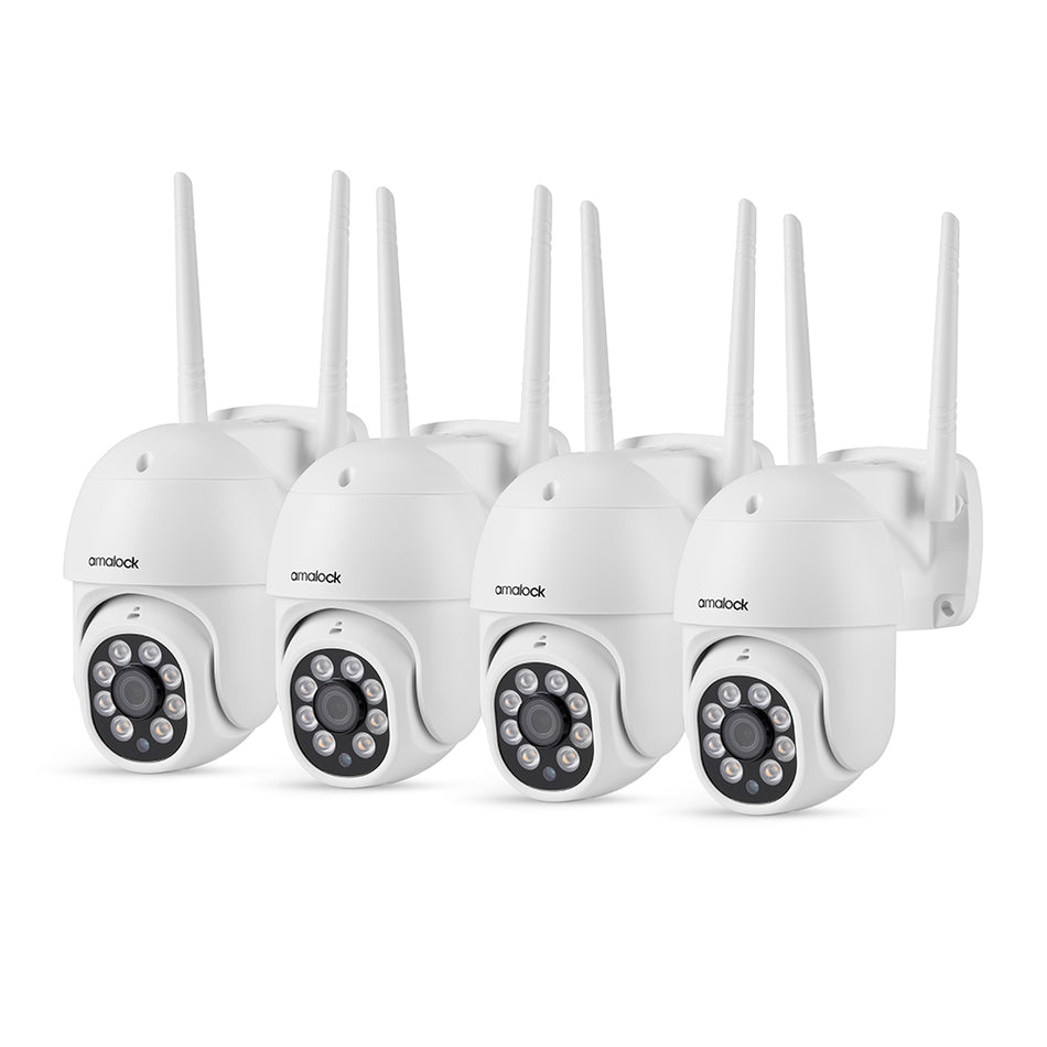 Wireless Pan/Tilt NVR kit by SecureMyDoor with cameras and remote control for home security from Amalock Smart Living.