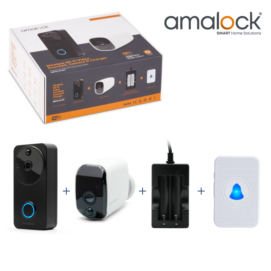 DB701-B-KIT – Black Video Doorbell and Wireless Camera Kit