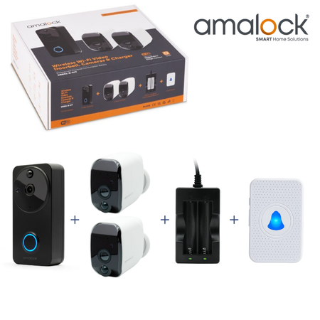 DB801-B-KIT – Black Video Doorbell and 2x Wireless Camera Kit
