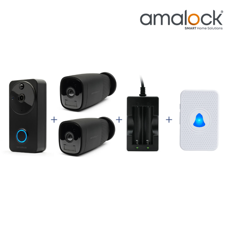 DB821-B-KIT – Black Video Doorbell and 2x Wireless Camera Kit