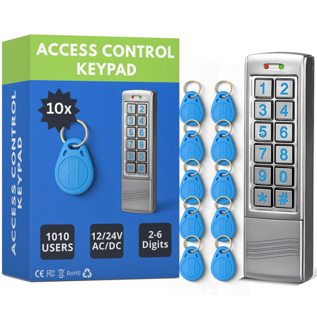 Standalone IP65 Proximity Keypad with x10 RFID fobs for Door Entry System | Weather Resistant for Outdoor and Indoor Use - SecureMyDoor