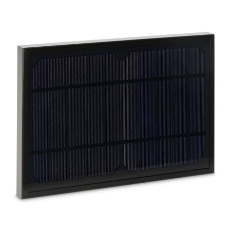 SecureMyDoor Amalock Smart Living solar panel installed outdoors, showing compact design and photovoltaic cells for renewable energy collection.