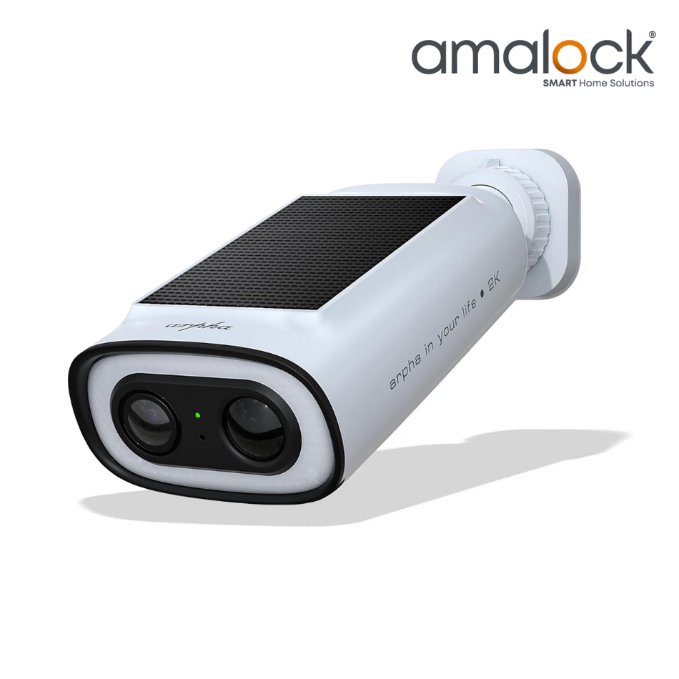 SecureMyDoor K06 Wi-Fi Solar Camera showing outdoor security camera with solar panel and weather-resistant design.
