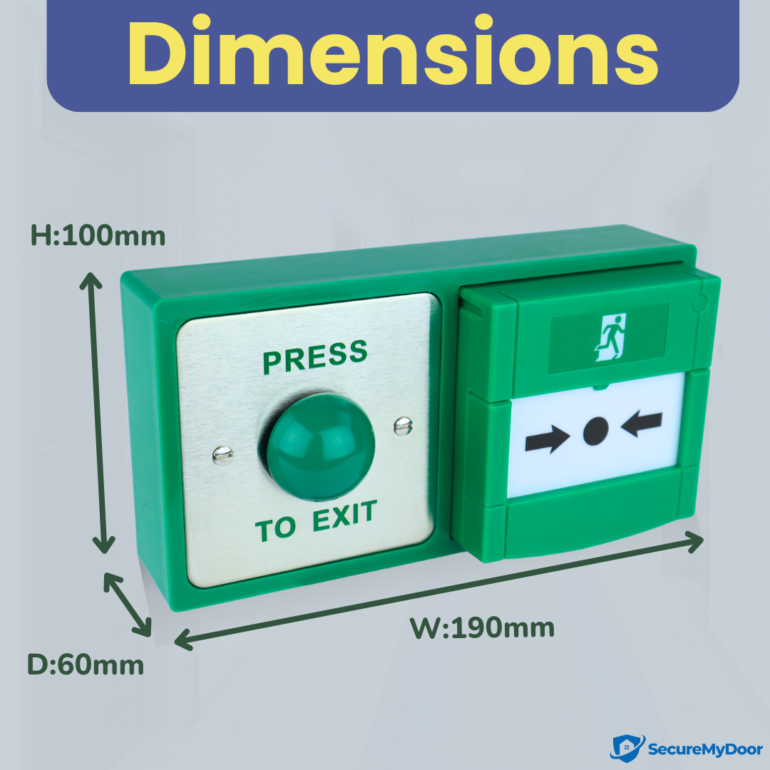 Exit Button & Resettable Call Point Dual Unit - Strong Surface Mount Backbox with Easy Installation, Brushed Stainless Steel Exit Button - Ideal for Commercial & Residential Buildings