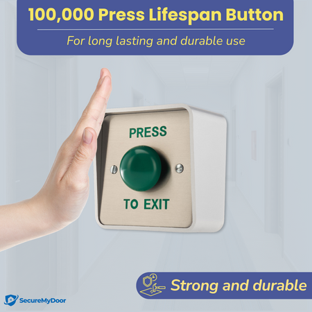 Outdoor IP65 PRESS TO EXIT Button | Weatherproof | Stainless Steel Plate & ABS Housing | Ideal for Access Control & Door Entry Release - SecureMyDoor
