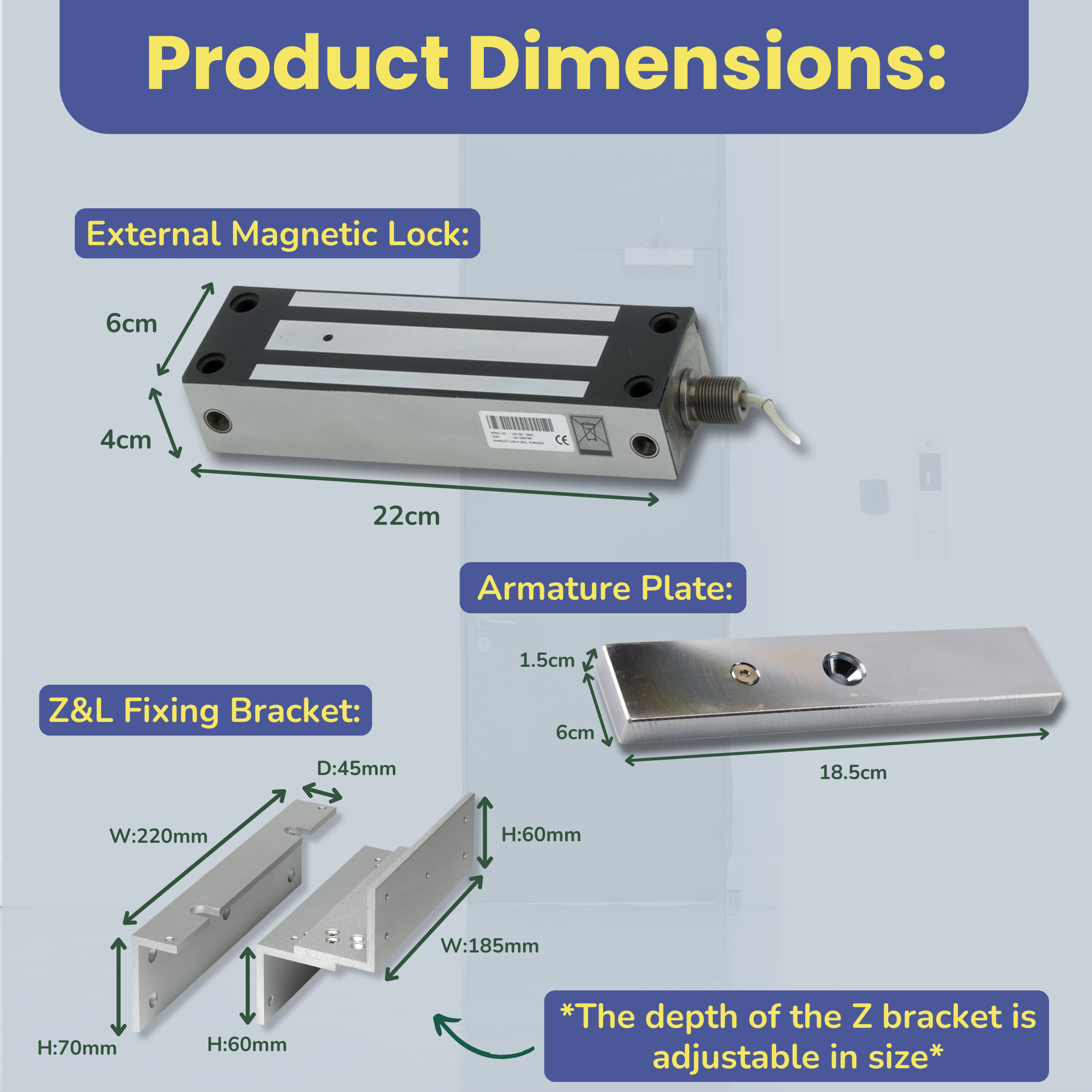 IP67 External Weatherproof Maglock with Z&L Fixing Bracket | for Access Control Door or Gate Magnet Lock | 545KG Strong Holding Force | Fail Safe Magnetic Lock | Outdoor Use - SecureMyDoor