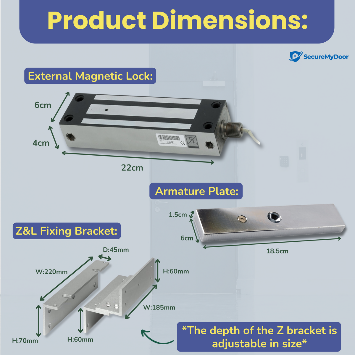 IP67 Weatherproof Maglock with Z&L Fixing Bracket | 545KG Strong Holding Force | Fail Safe Feature | for Access Control Door or Gate Magnet Lock - SecureMyDoor