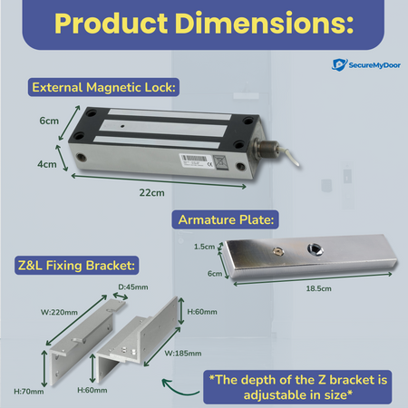 IP67 Weatherproof Maglock with Z&L Fixing Bracket | 545KG Strong Holding Force | Fail Safe Feature | for Access Control Door or Gate Magnet Lock - SecureMyDoor