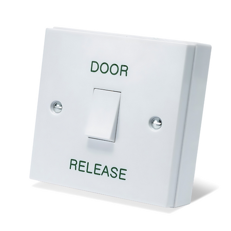 DOOR RELEASE Button - White Gloss Plastic Press to Exit Switch - Perfect for Access Control Systems in Commercial & Residential Buildings - Surface Mount Design - SecureMyDoor