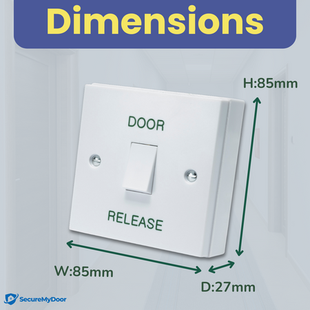 DOOR RELEASE Button - White Gloss Plastic Press to Exit Switch - Perfect for Access Control Systems in Commercial & Residential Buildings - Surface Mount Design - SecureMyDoor