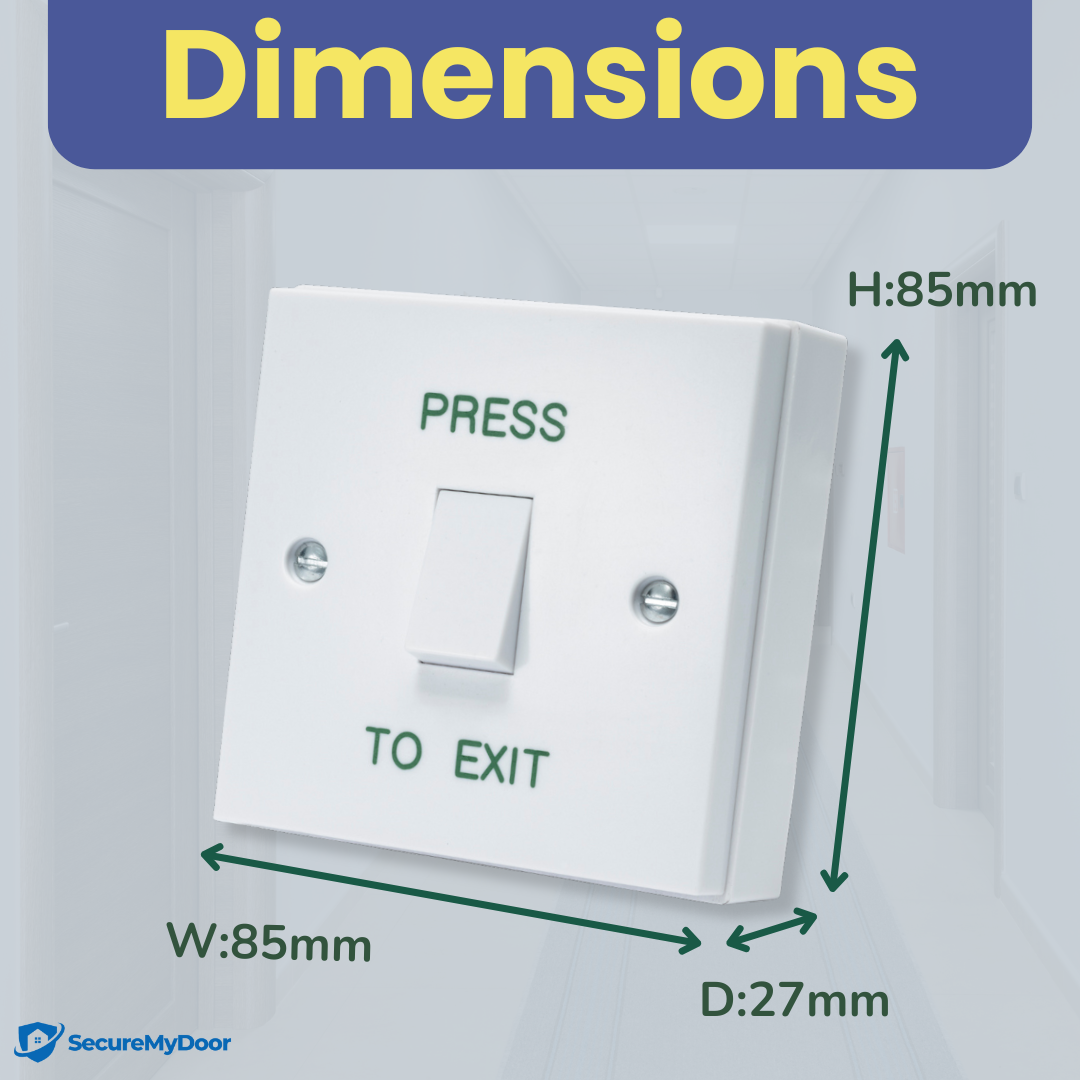 PRESS TO EXIT Button - Gloss White Plastic Door Release Switch - Perfect for Access Control Systems in Commercial & Residential Settings - Easy Surface Mount Installation - SecureMyDoor