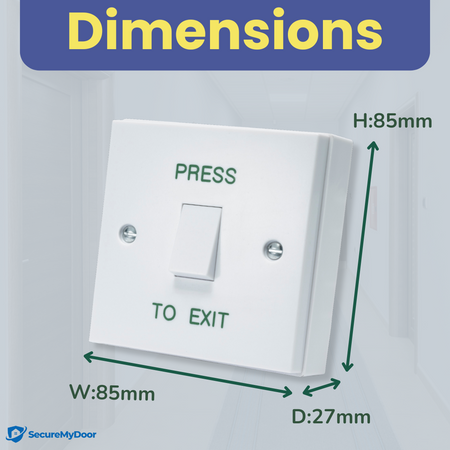 PRESS TO EXIT Button - Gloss White Plastic Door Release Switch - Perfect for Access Control Systems in Commercial & Residential Settings - Easy Surface Mount Installation - SecureMyDoor