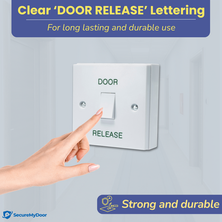 DOOR RELEASE Button - White Gloss Plastic Press to Exit Switch - Perfect for Access Control Systems in Commercial & Residential Buildings - Surface Mount Design - SecureMyDoor