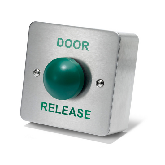 DOOR RELEASE Green Dome Button Push Press To Exit Switch - Brushed Stainless Steel, Versatile & Easy Installation, Ideal for Commercial, Residential, and Industrial Buildings