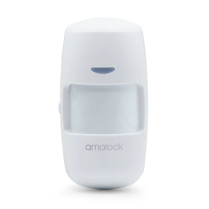 SecureMyDoor ALM1000-PIR motion sensor for ALM1000 Alarm Kit, showing device with PIR sensor and mounting bracket.